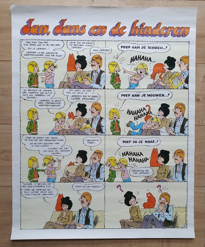 Jan, Jans, "Poep aan je schoen" stripposter, Eén stripboek, Ophalen of Verzenden, Zo goed als nieuw, Jan Kruis