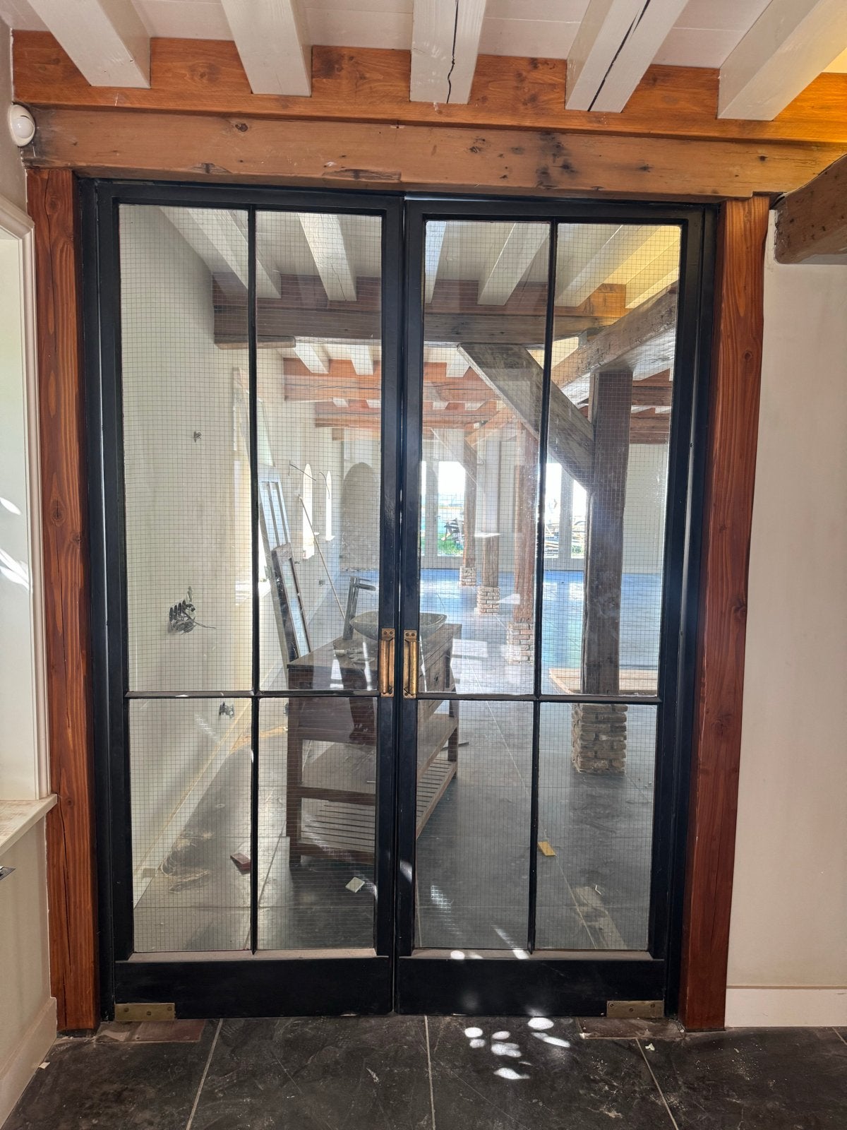 Stalen binnendeuren met glas en rooster 235 hoog 170 breed, Ophalen, Gebruikt, Binnendeur, Glas