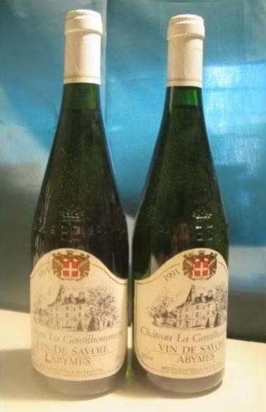 2x Chateau la Gentilhommiere - Vin de savoie - 1991, Frankrijk, Ophalen of Verzenden, Vol, Witte wijn