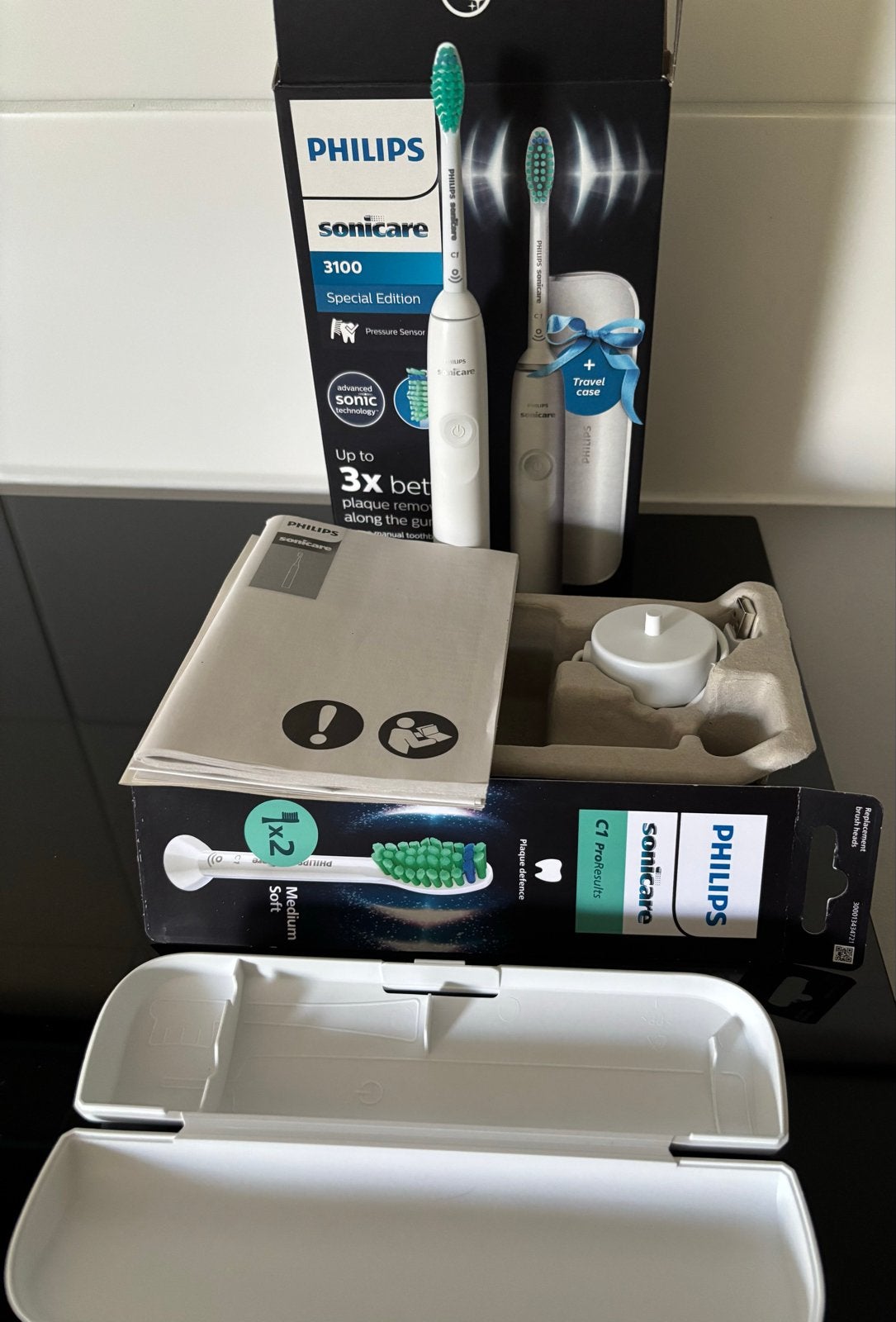 Philips Sonicare 3100 Special Edition + accessoires, Ophalen of Verzenden, Zo goed als nieuw, Mondverzorging