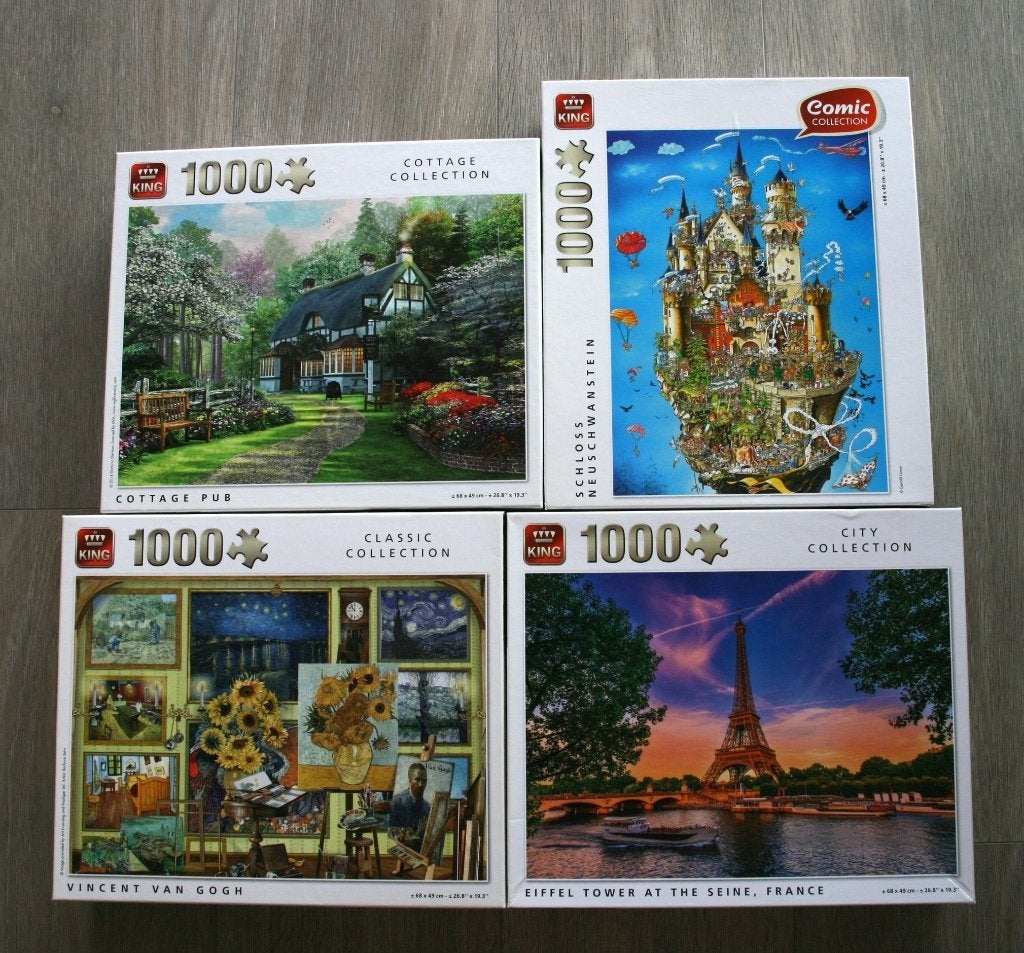 4 King puzzels, 1000 stukjes, Ophalen, 500 t/m 1500 stukjes, Gebruikt, Legpuzzel
