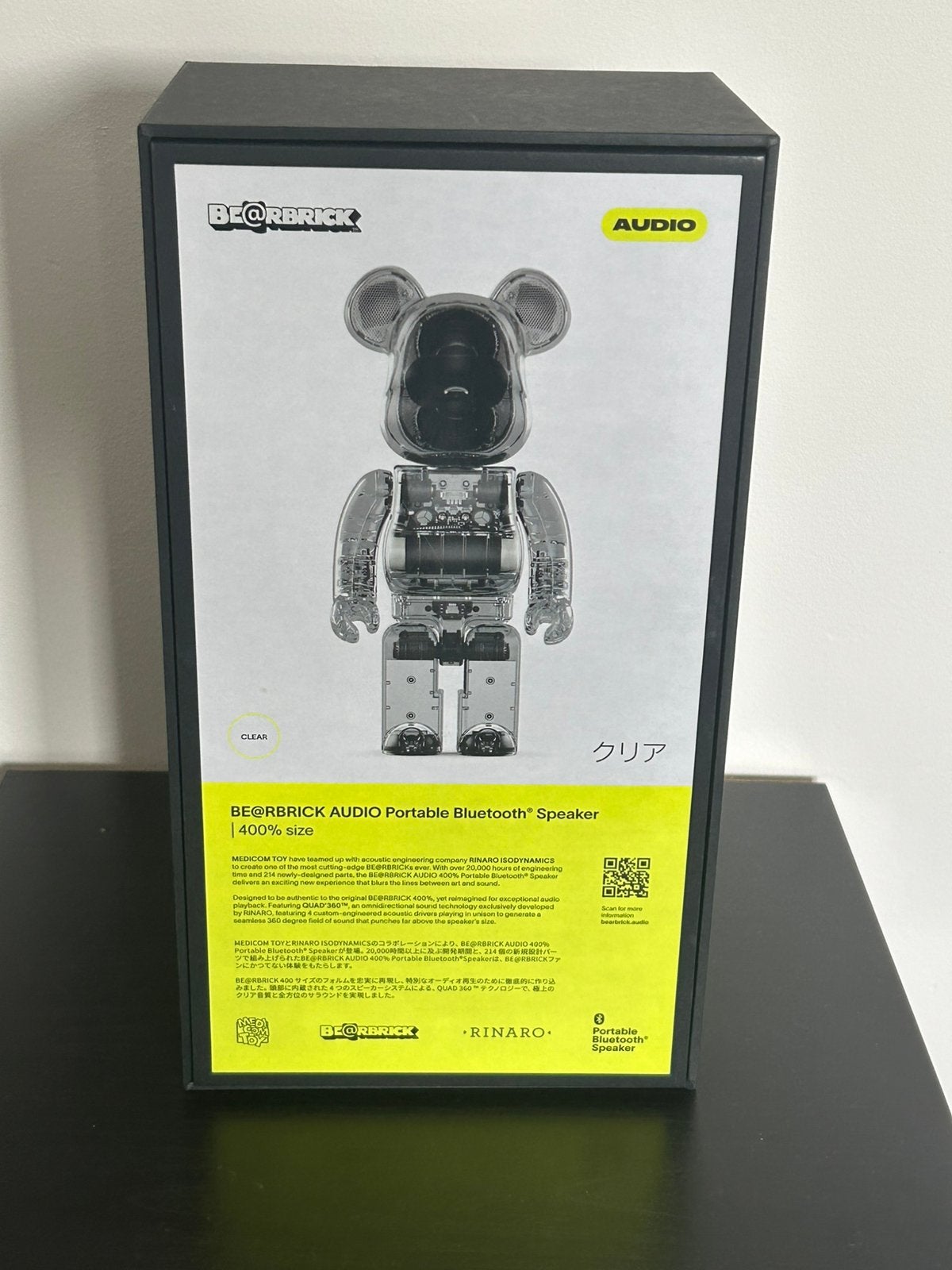 Bearbrick Rinaro speaker clear 400%, Ophalen of Verzenden, Nieuw