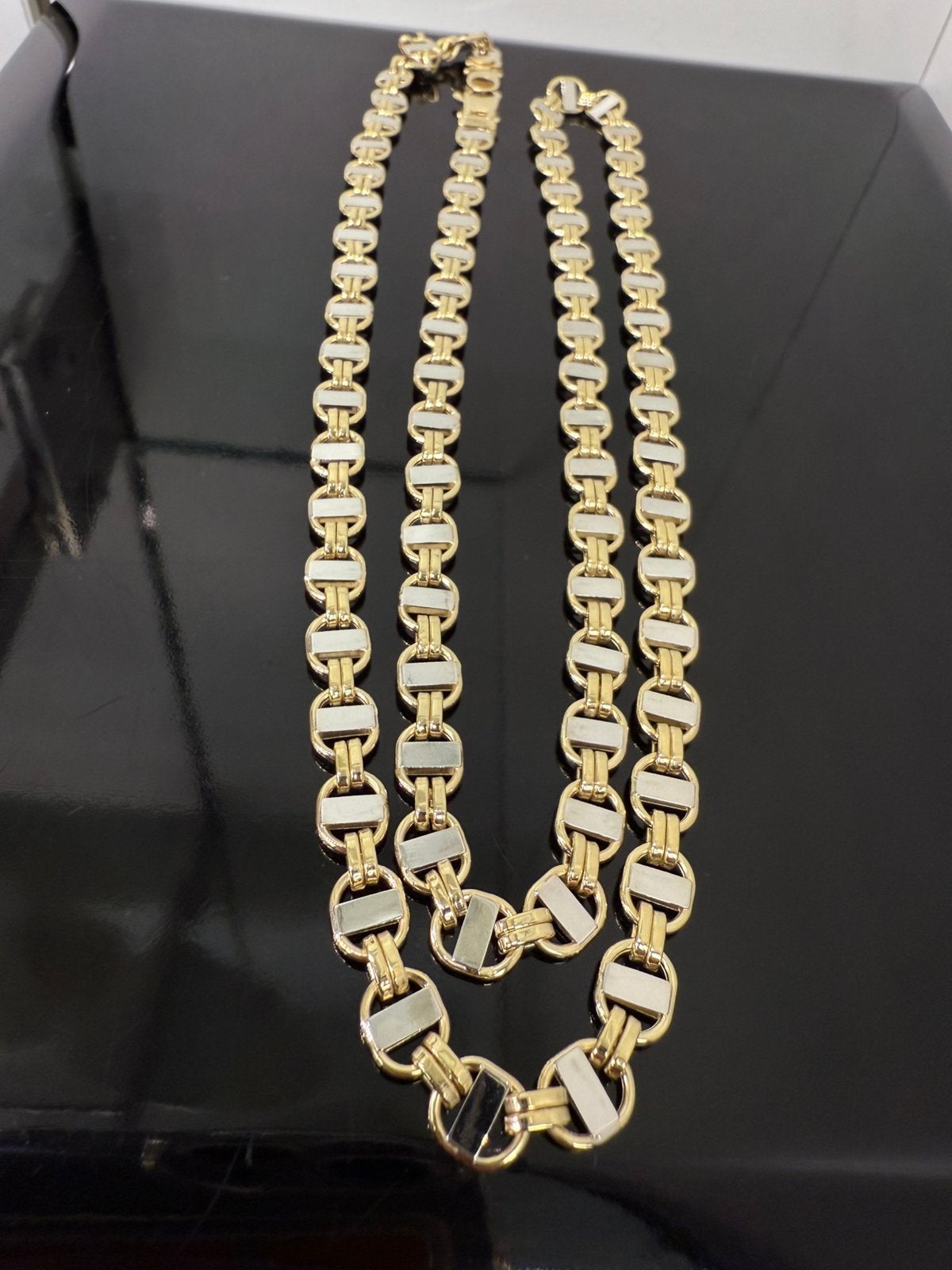 Prachtige 14k gouden kingsley ketting met witgoud ITALY, Ophalen of Verzenden, Nieuw, Goud, Goud