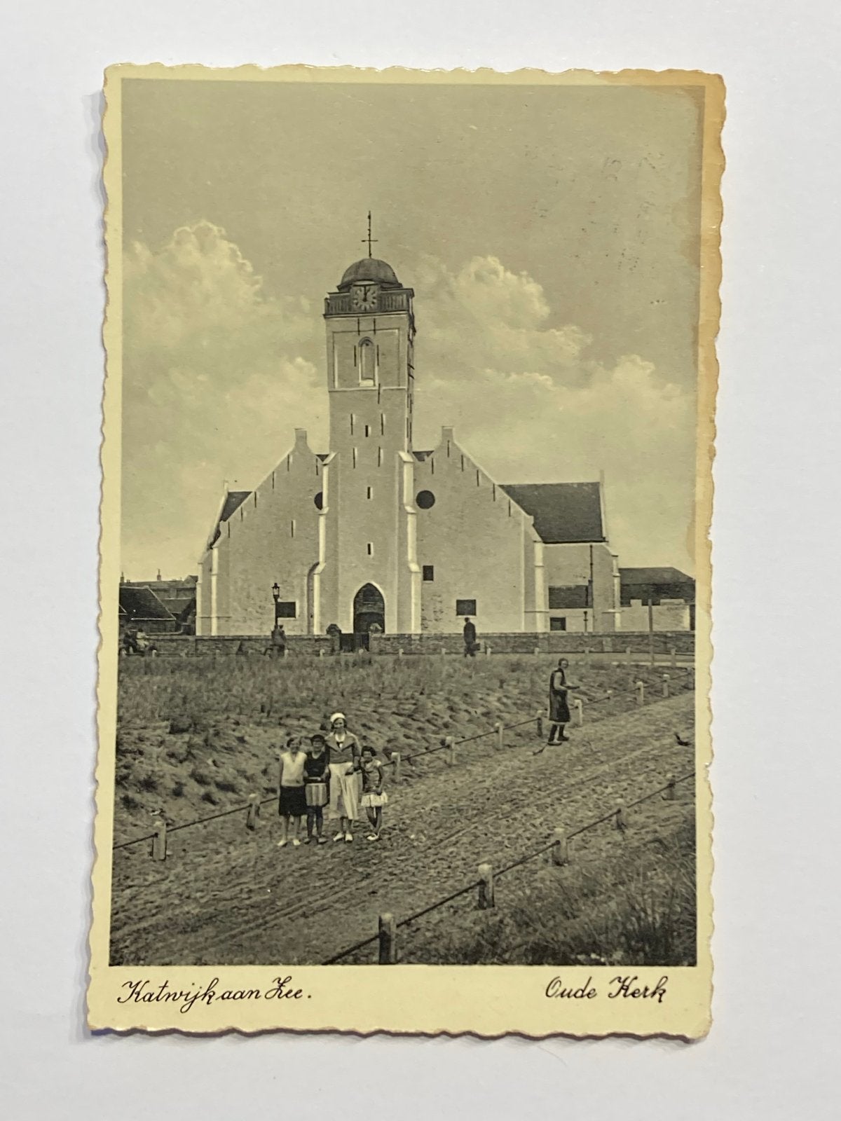 Oude Kerk Katwijk aan Zee - Zeldzame Ansichtkaart 1935, Verzenden, Voor 1920, Gelopen, Zuid-Holland