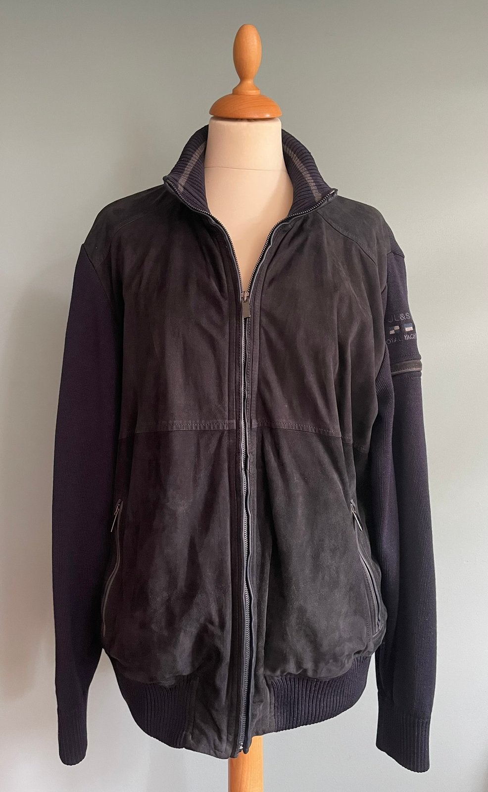 Paul & Shark suede leren jas (nieuwprijs 1.225€), Maat 52/54 (L), Blauw, Ophalen of Verzenden, Zo goed als nieuw