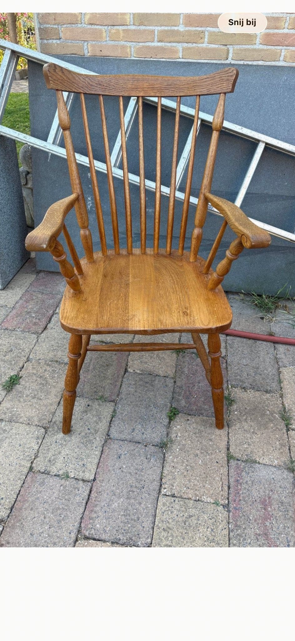 Vintage houten stoel met armleuningen, Ophalen