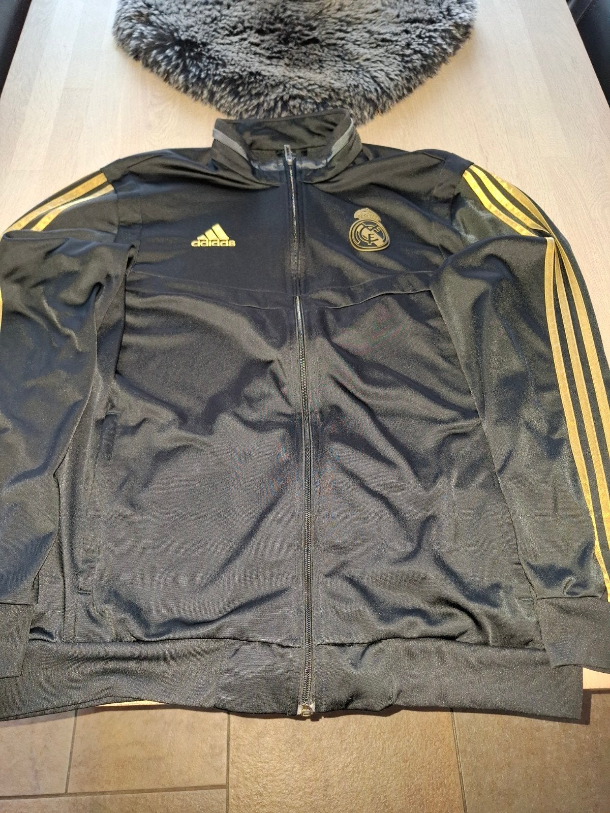 Adidas Real Madrid Trainingsjack Zwart Goud Maat L, Ophalen of Verzenden, Zo goed als nieuw