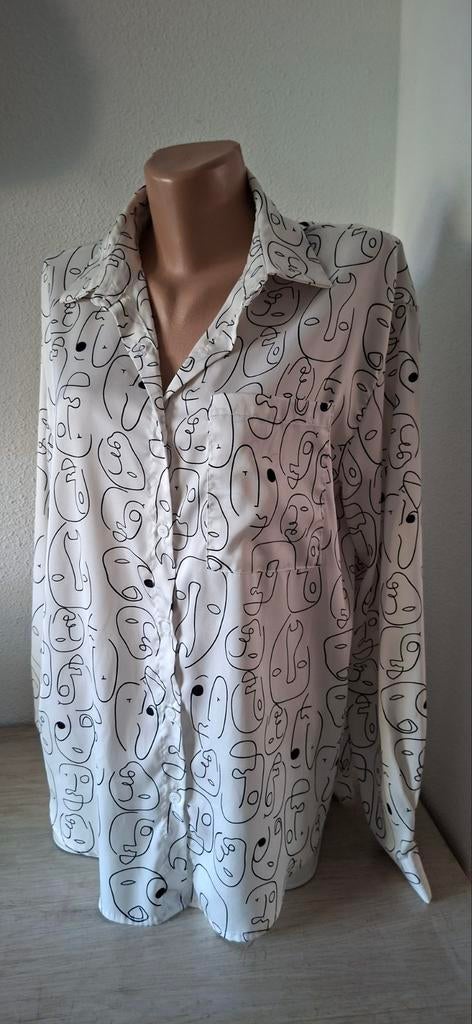 Blouse Effeny wit/zwart maat S/M. Nieuw., Maat 38/40 (M), Wit, Nieuw, Ophalen of Verzenden