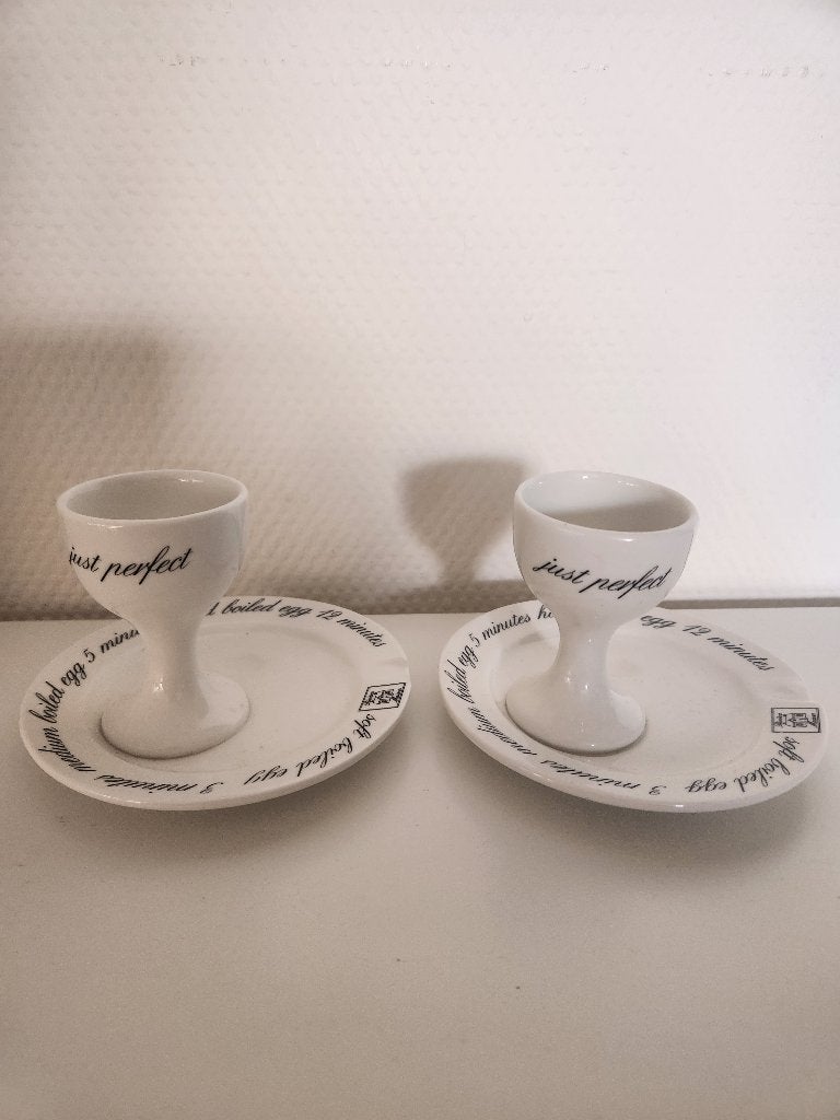 2x Riviera Maison - eierdopjes met schotel, Ophalen, Overige merken, Overige typen, Zo goed als nieuw