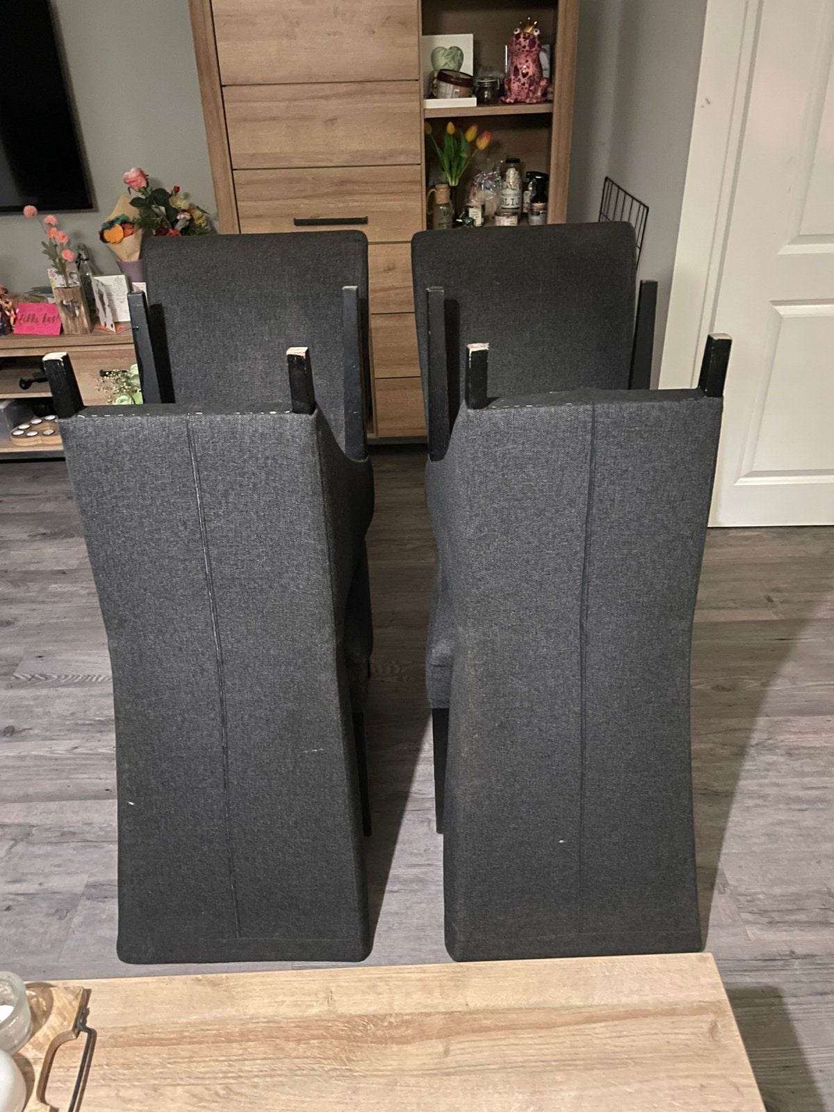 Zwarte stoelen 4 stuks, Ophalen, Gebruikt