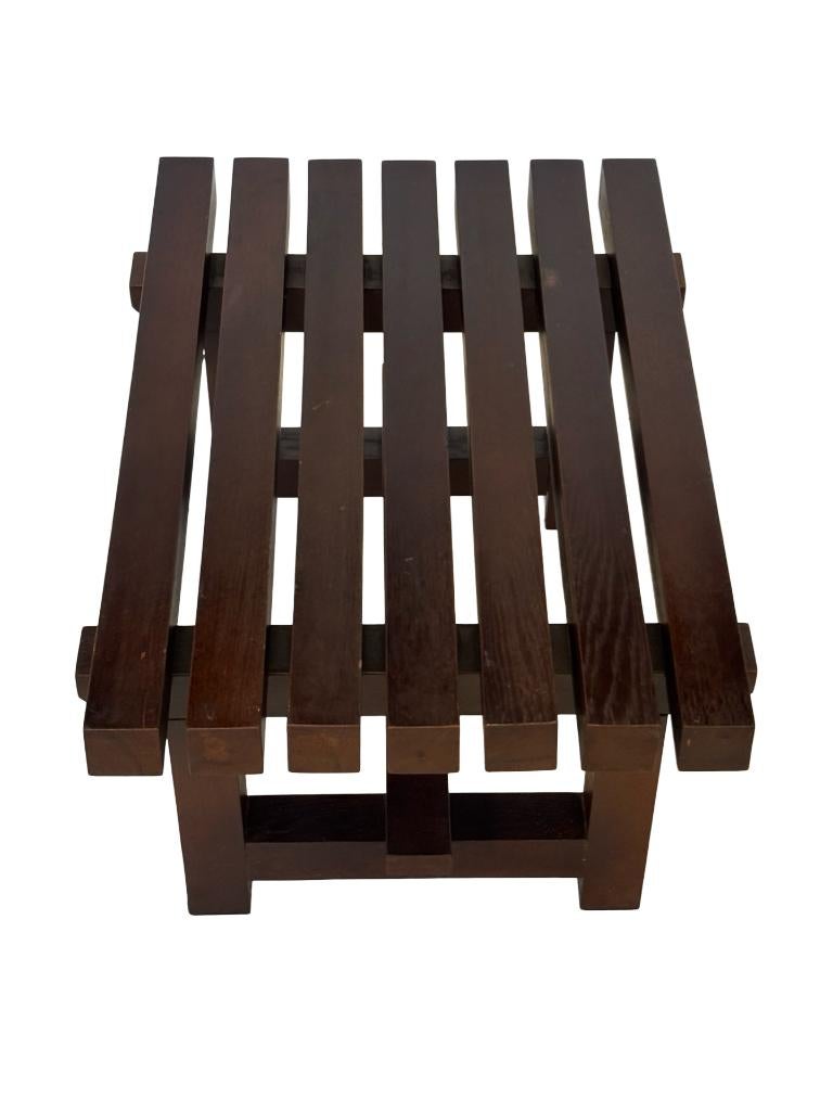 Vintage lattenbank bijzettafel slatted design jaren 60, Huis en Inrichting, Vintage, Minder dan 55 cm, Gebruikt, Vintage