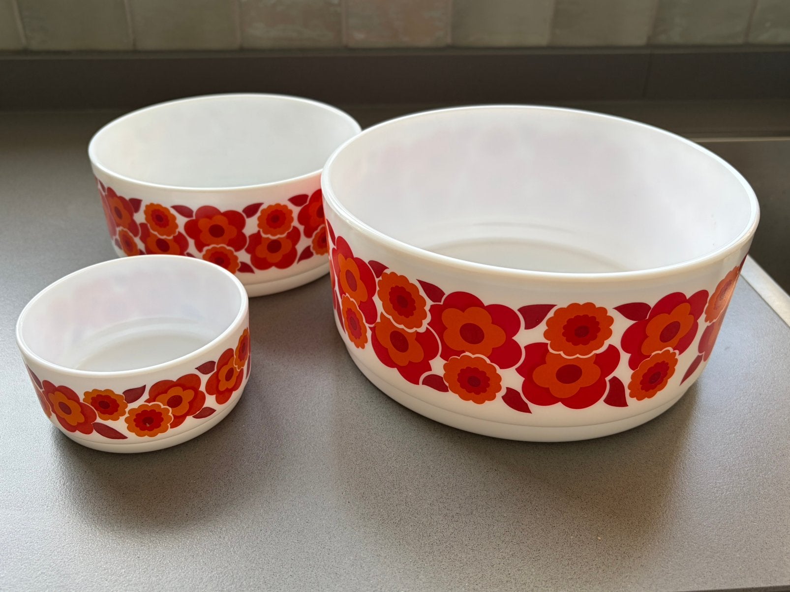 Arcopal Lotusbloem bord, vintage oranje, jaren 70, Ophalen