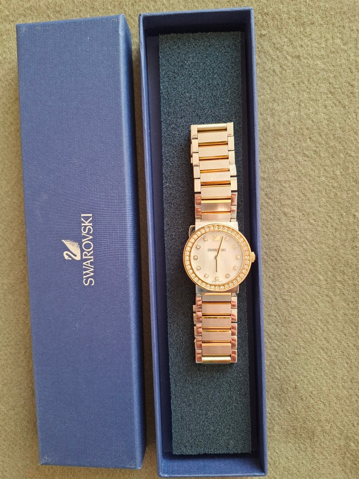 Swarovski Kristal Horloge - Parelmoer Wijzerplaat, Overige merken, Staal, Gebruikt, Staal