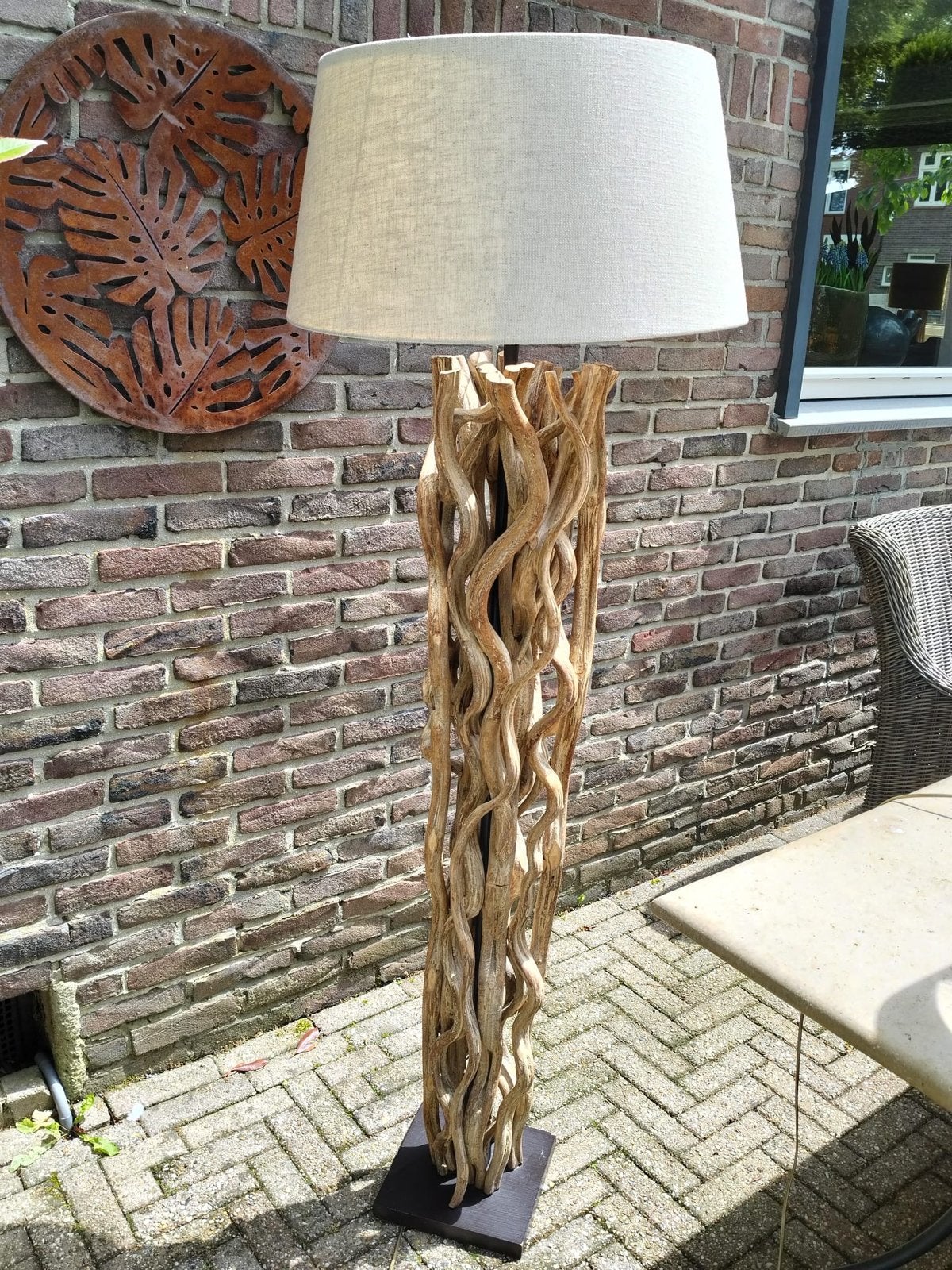 Schemerlamp van drijfhout / takken- Staand en Tafelmodel, Ophalen, Gebruikt, 100 tot 150 cm, E27 (groot)
