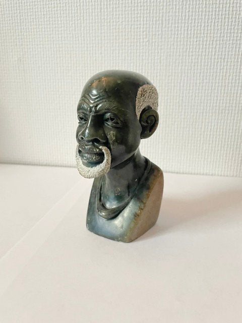 Shona-serpentijnstenen beeld (buste) - Zimbabwe, Antiek en Kunst, Gemerkt, Minder dan 20 cm, Natuurlijk materiaal, Buste
