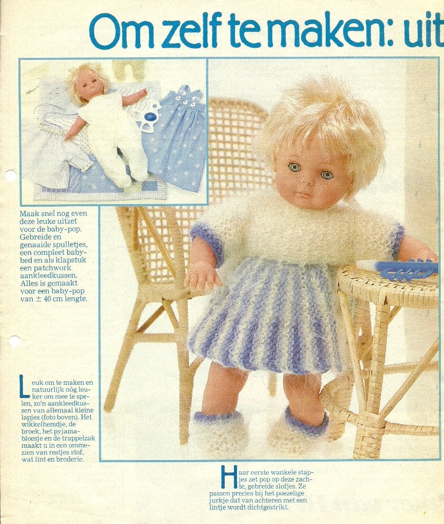 Poppen uitzet naai-brei-haak-borduur patroon, Ophalen of Verzenden, Zo goed als nieuw, Breien of Haken, Patroon of Boek
