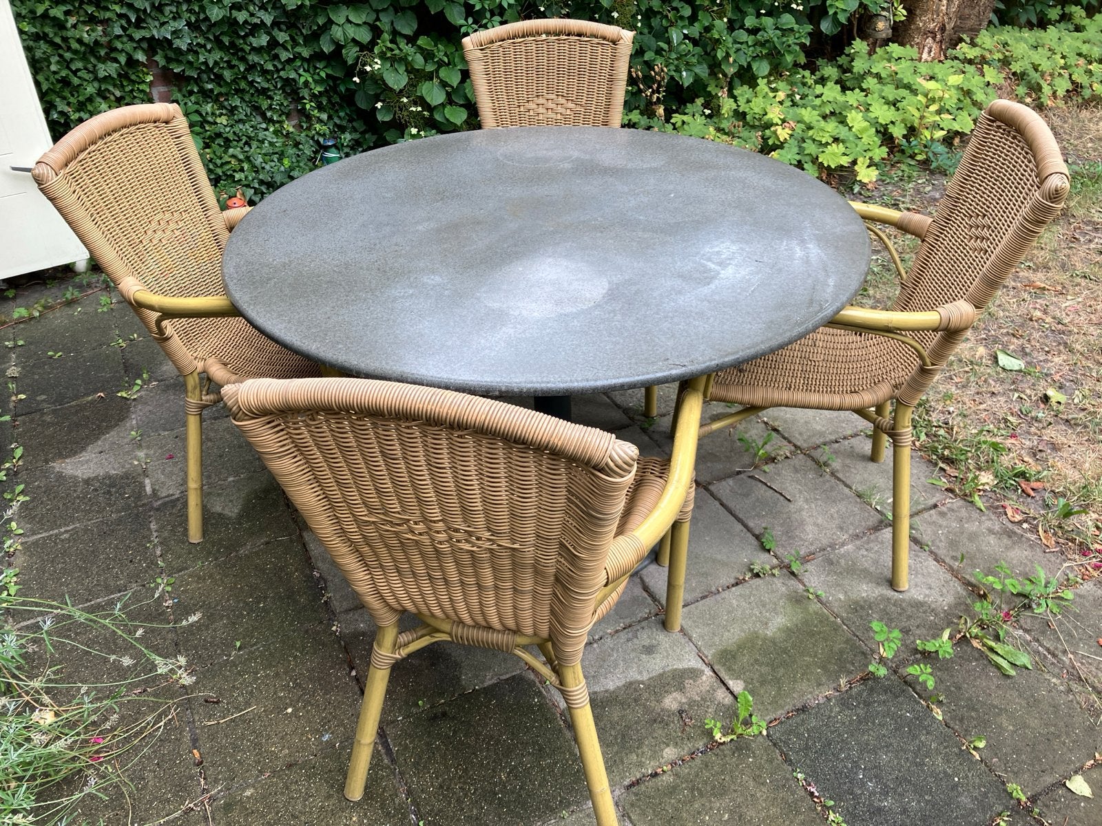 4 Sediana stoelen - rotan kleur, Tuin en Terras, Tuinstoelen, Ophalen, Gebruikt, Rotan, Stapelbaar