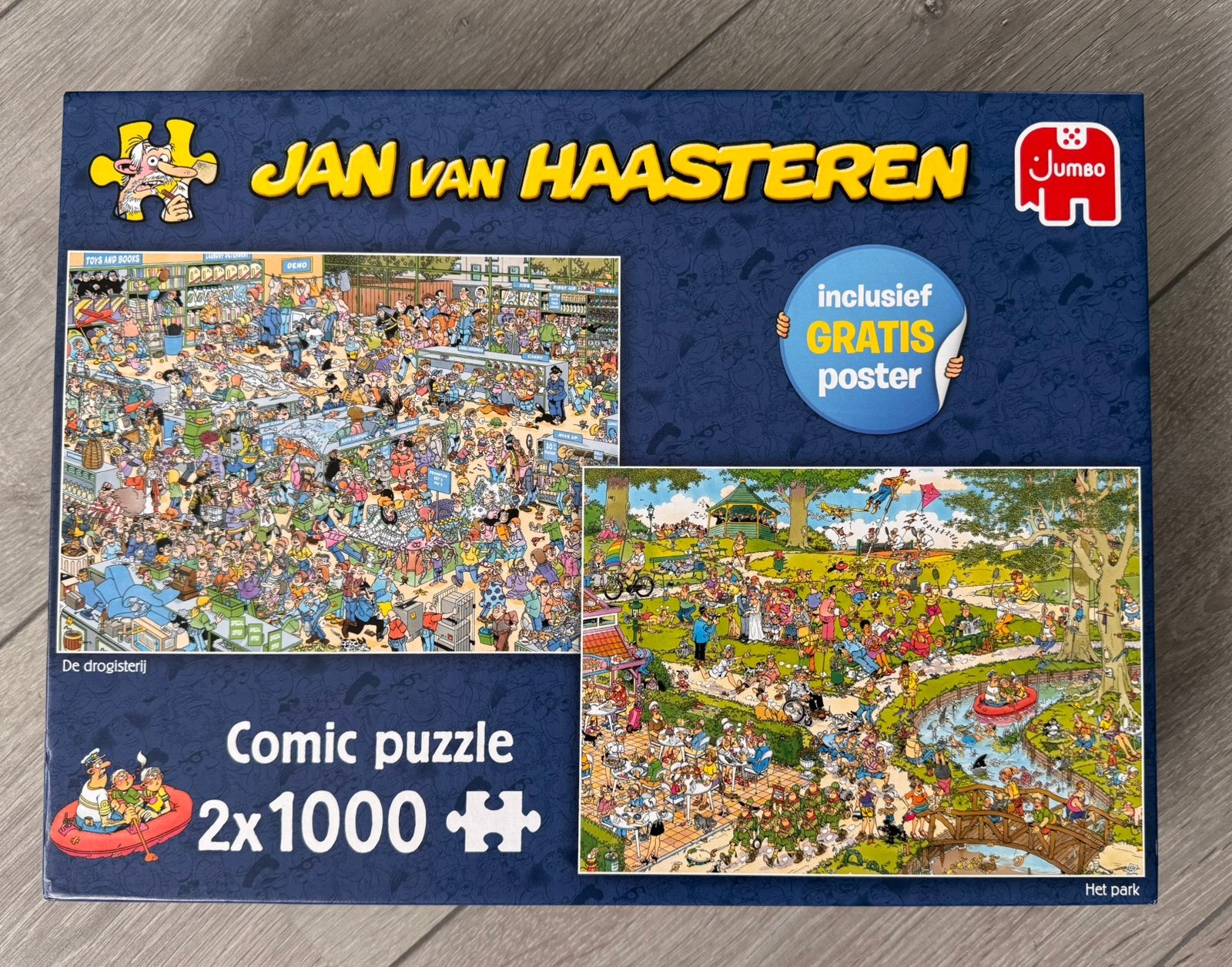 Jan van Haasteren 2x 1000 stukjes legpuzzel, Ophalen, 500 t/m 1500 stukjes, Zo goed als nieuw
