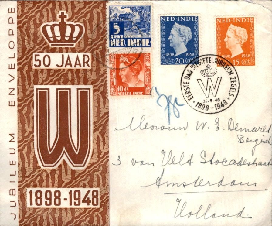 FDC - Wilhelmina - Stempels - Nederlands Indië - 1948, Verzenden, Envelop