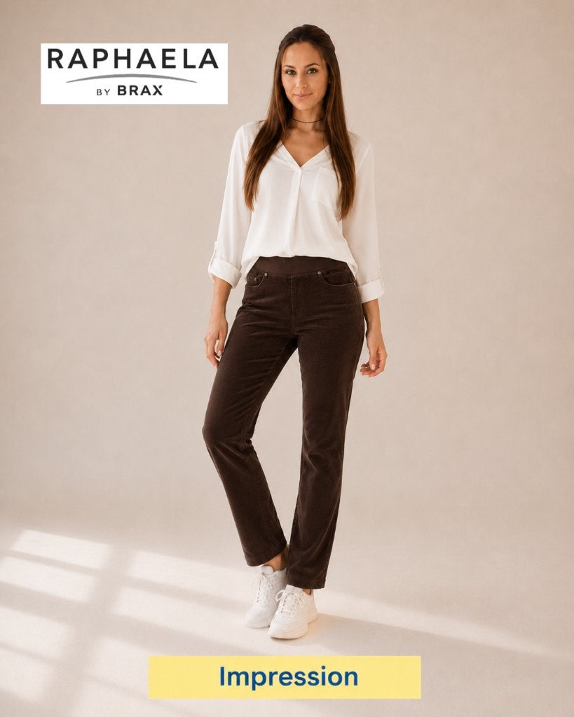 Raphaela by Brax - Pamina rib broek - mooi bruin maat 44, Bruin, Maat 42/44 (L), Zo goed als nieuw, Lang