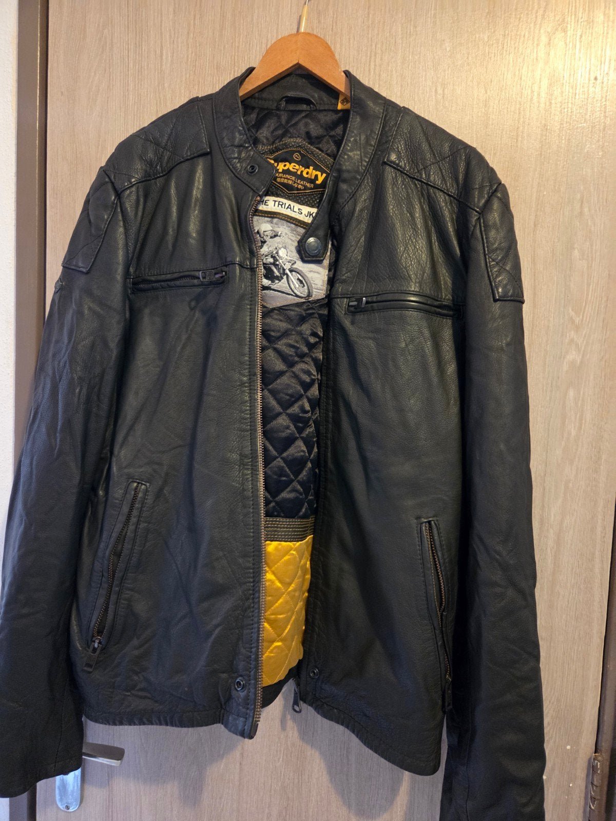 Superdry leren jas heren - Zwart, maat 2xl, Maat 52/54 (L), Zwart, Ophalen of Verzenden, Zo goed als nieuw