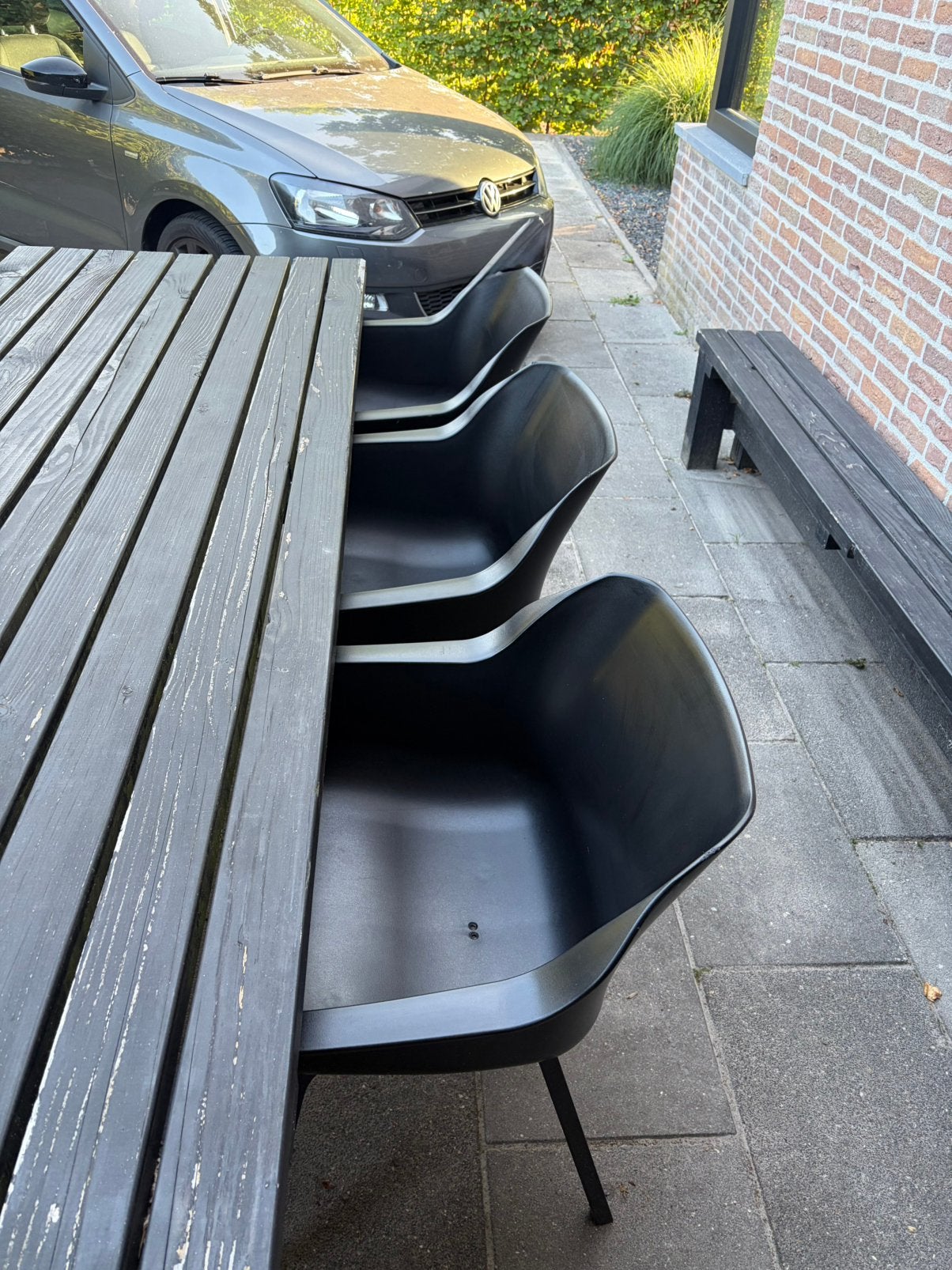Tuintafel douglas zwart 250x90 bankje stoelen, Ophalen, Gebruikt, Rechthoekig, Hout