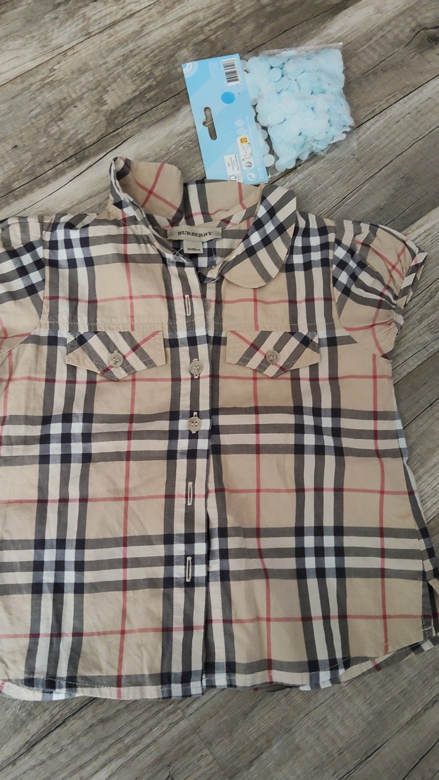 Burberry meisjes blouse - Beige ruitpatroon, Kinderen en Baby's, Ophalen of Verzenden, Gebruikt, Burberry, Meisje