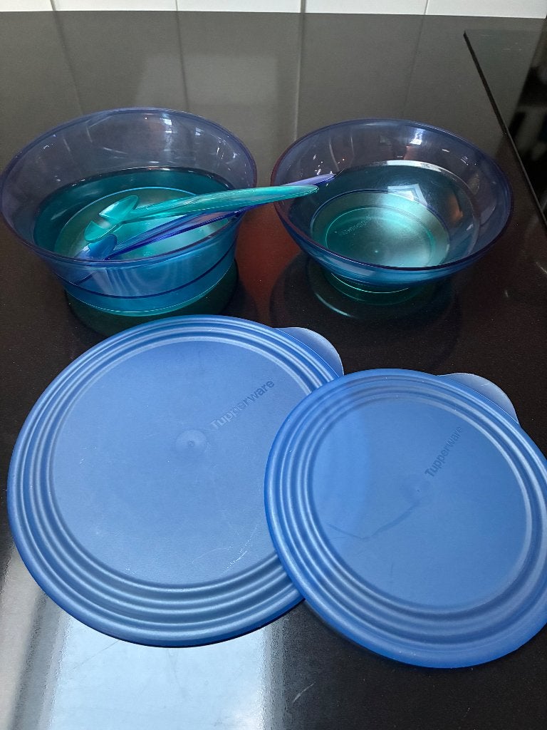 Tupperware bakken met deksel, Huis en Inrichting, Keuken | Tupperware, Gebruikt, Blauw, Ophalen of Verzenden, Bak of Kom