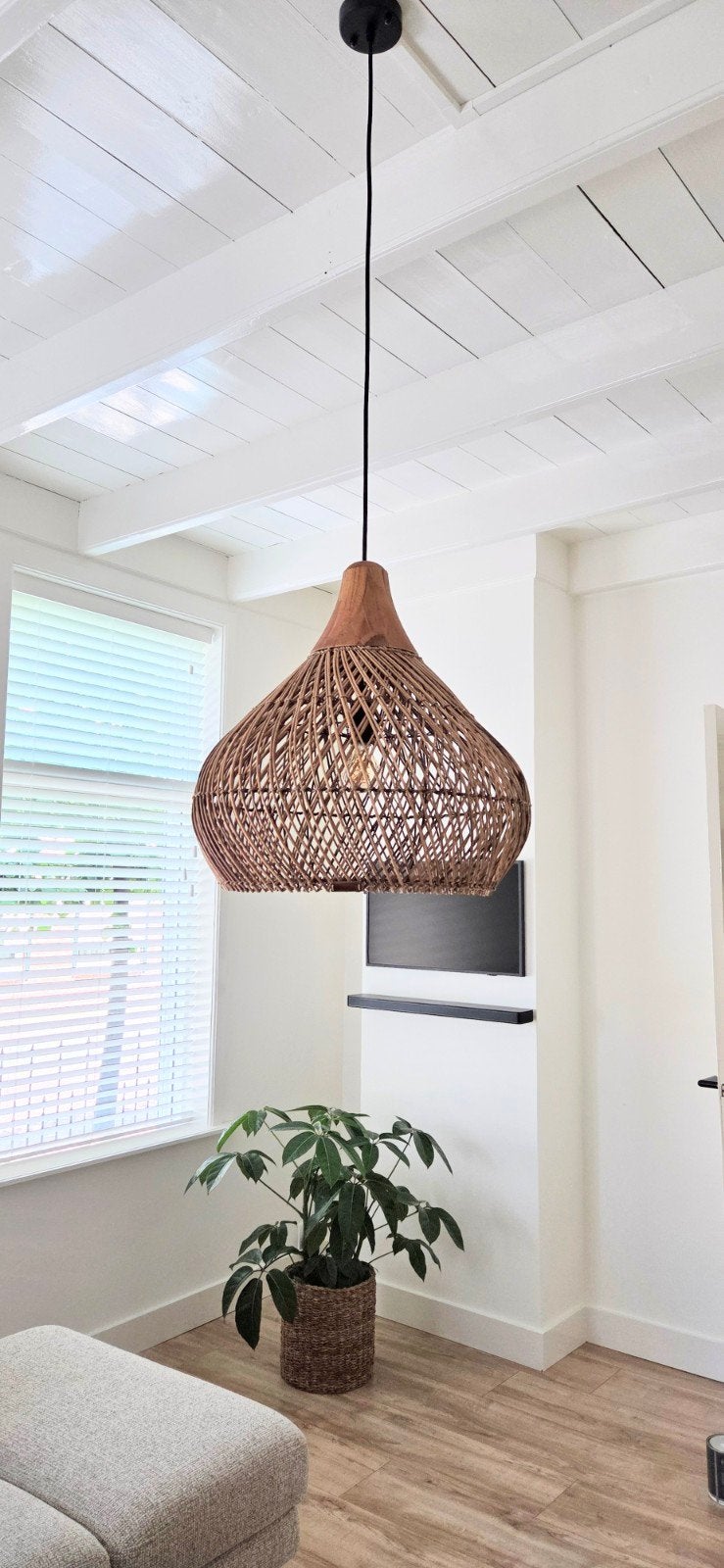 DBodhi Rotan Hanglamp - Japandi & Boho Stijl, Ophalen, Natuurlijk materiaal, E27 (groot), Zo goed als nieuw