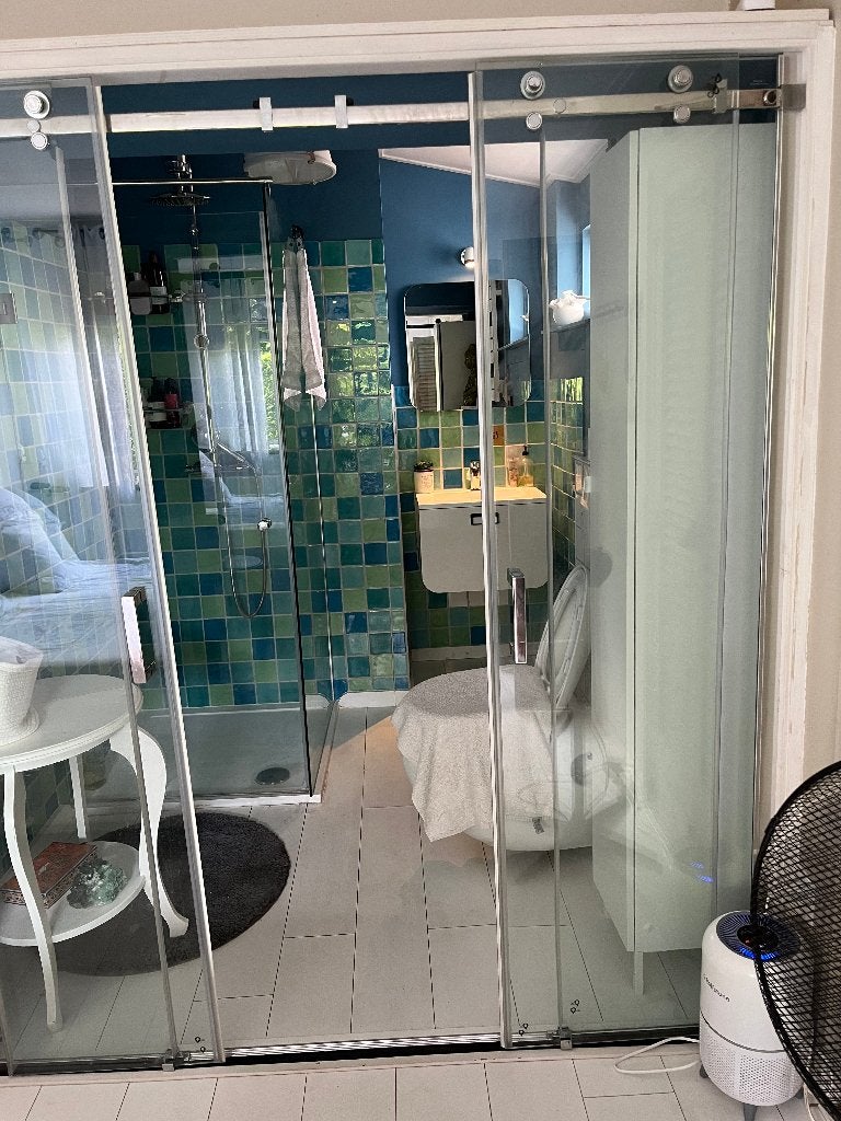 Glazen schuifwand tbv badkamer, Huis en Inrichting, Badkamer | Complete badkamers, Ophalen, Gebruikt
