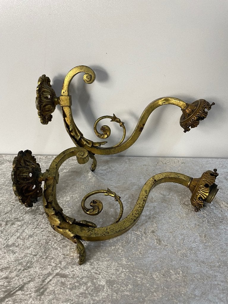 Antieke Sierlijke Bronzen Wandkandelaren, Ophalen, Brons