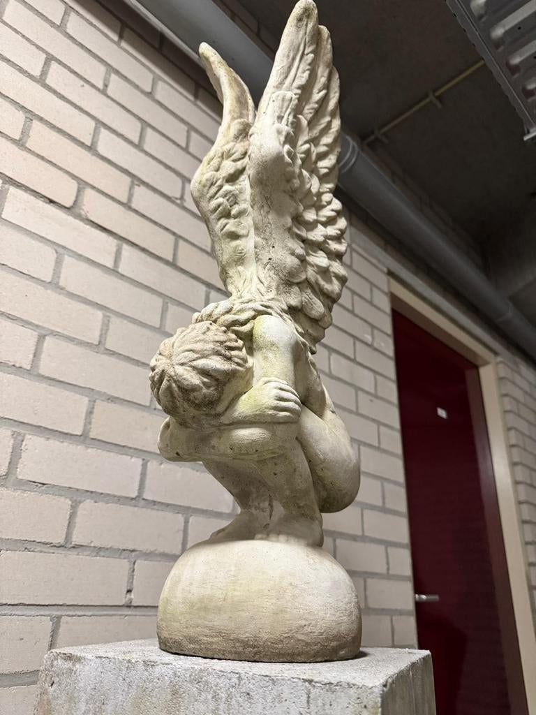 Engelenbeeld met sokkel - Tuinbeeld, Ophalen of Verzenden