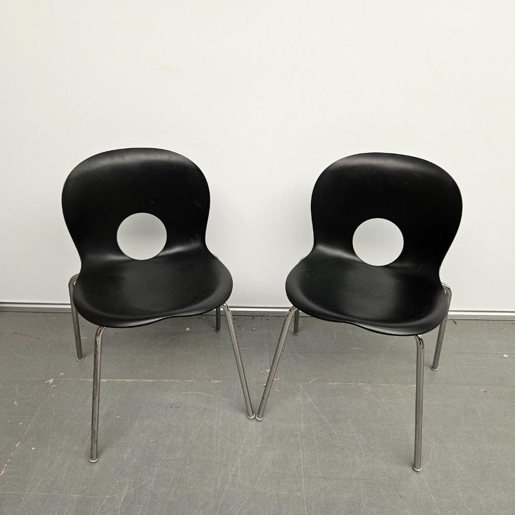 Rexite kunststof design kantinestoel - zwart 2 stuks, Ophalen, Kunststof, Gebruikt, Twee