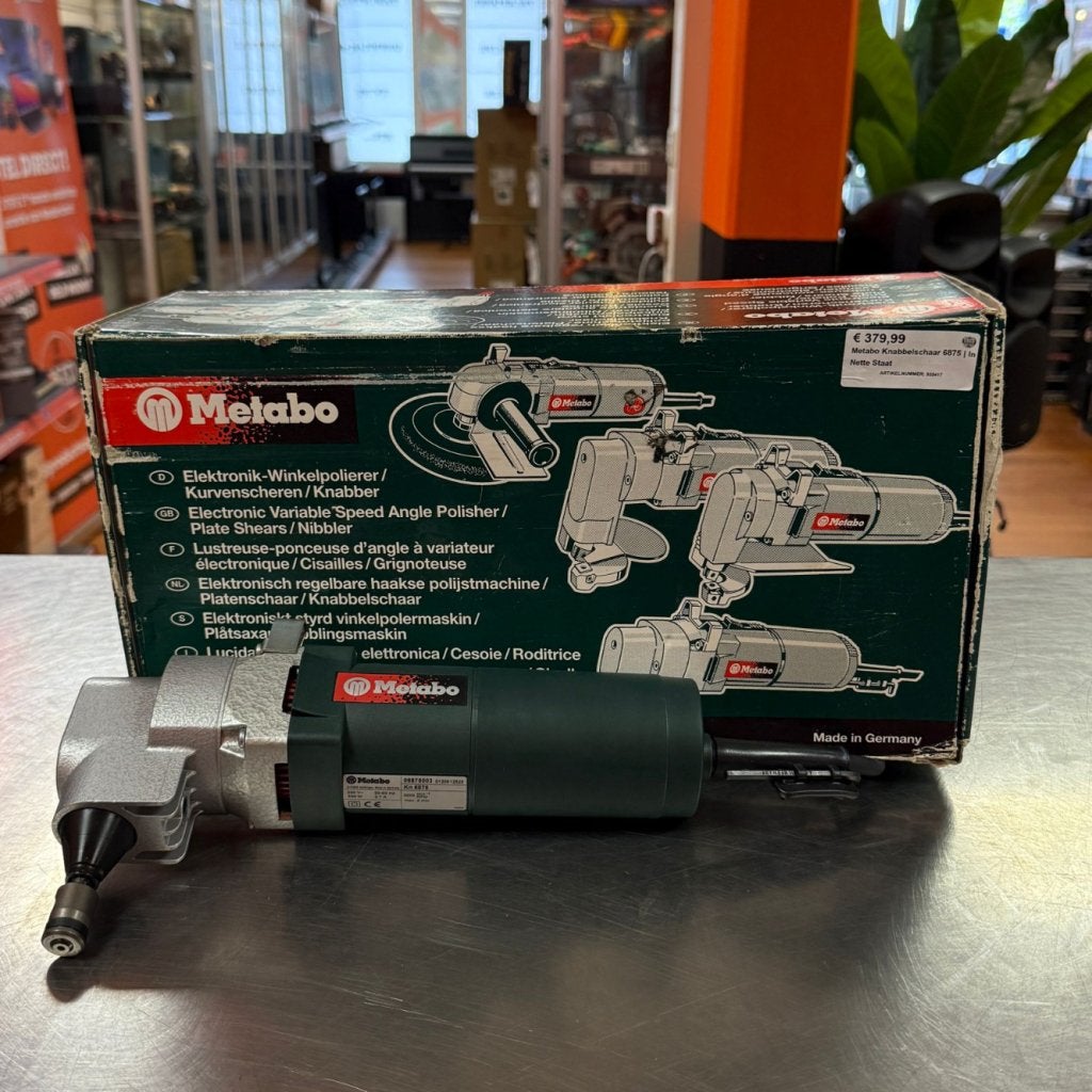 Metabo Knabbelschaar 6875 | In Nette Staat, Metabo, Zo goed als nieuw, Support@metabo.com, Metabo Corporation, Metabo-Werke GmbH, 
72622 NÃ¼rtingen
Germany