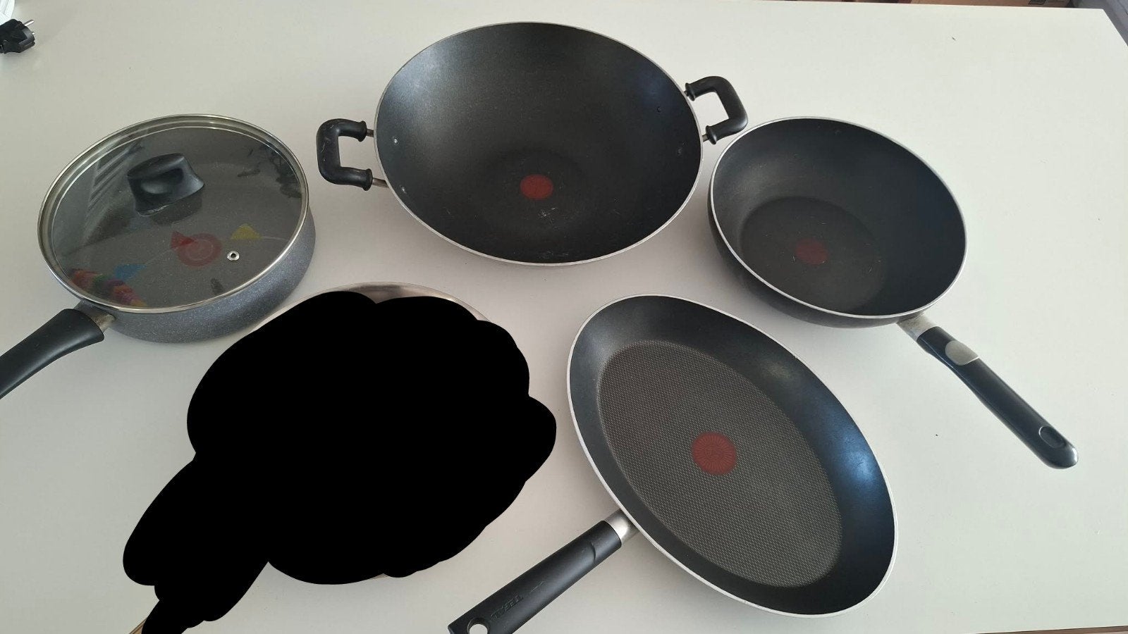 4 Tefal pannen, Ophalen of Verzenden, Zo goed als nieuw, Overige materialen, Wok