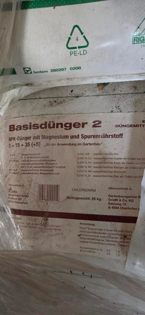 Meststof Basis 2 Planta - NPK-Dünger met Magnesium en Sporen, Ophalen