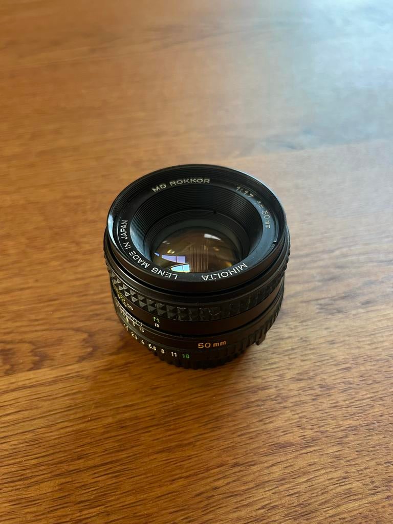 Minolta MD Rokkor 50mm f/1.7 lens, Ophalen of Verzenden, Gebruikt, Standaardlens