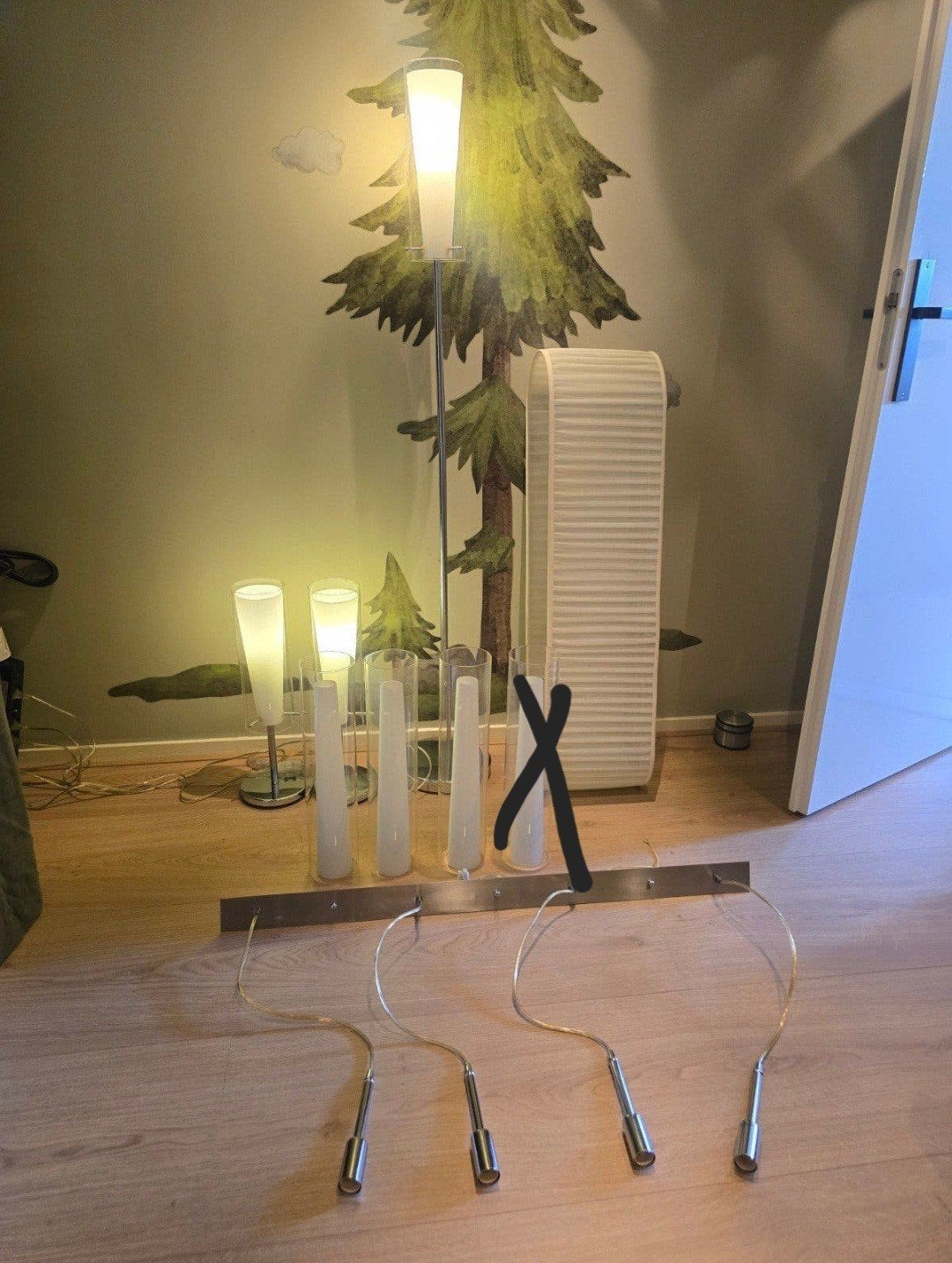 RVS Lampenset: 3 Staande Lampen & Hanglamp, Overige merken, Gebruikt, Overige fittingen, Zilver