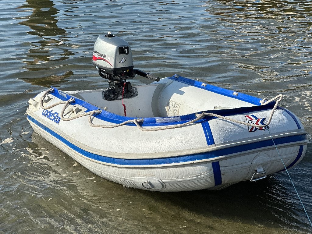 Rubberboot met 4pk motor, Watersport en Boten, Rubberboten, Ophalen, Airdeck, Zo goed als nieuw, Lodestar