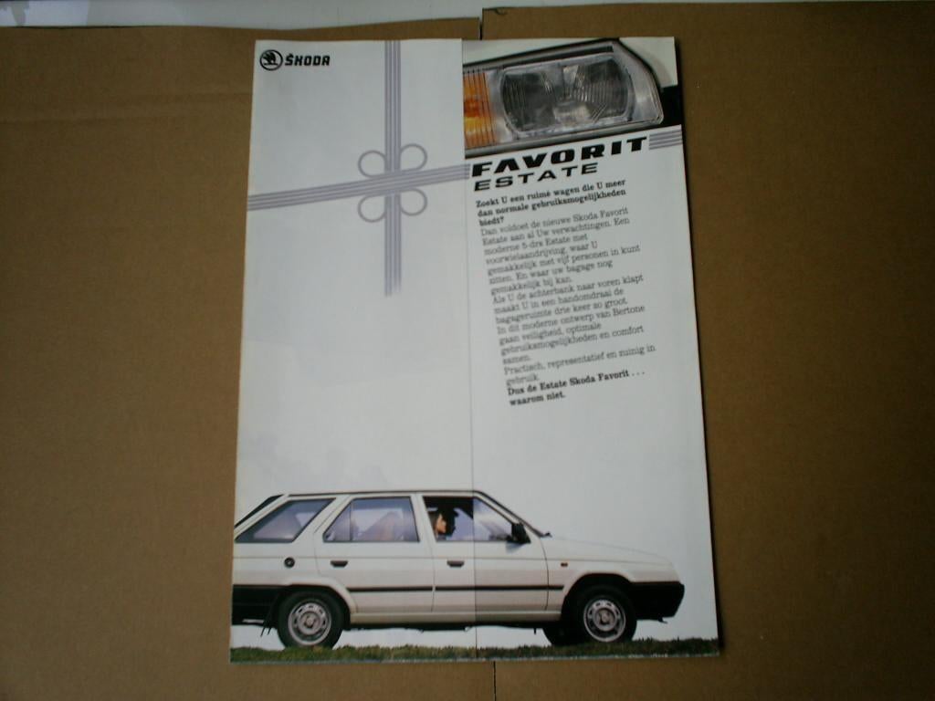 Skoda Favorit Estate 1990 / 1991 2 pag., Verzenden, Zo goed als nieuw, Overige merken