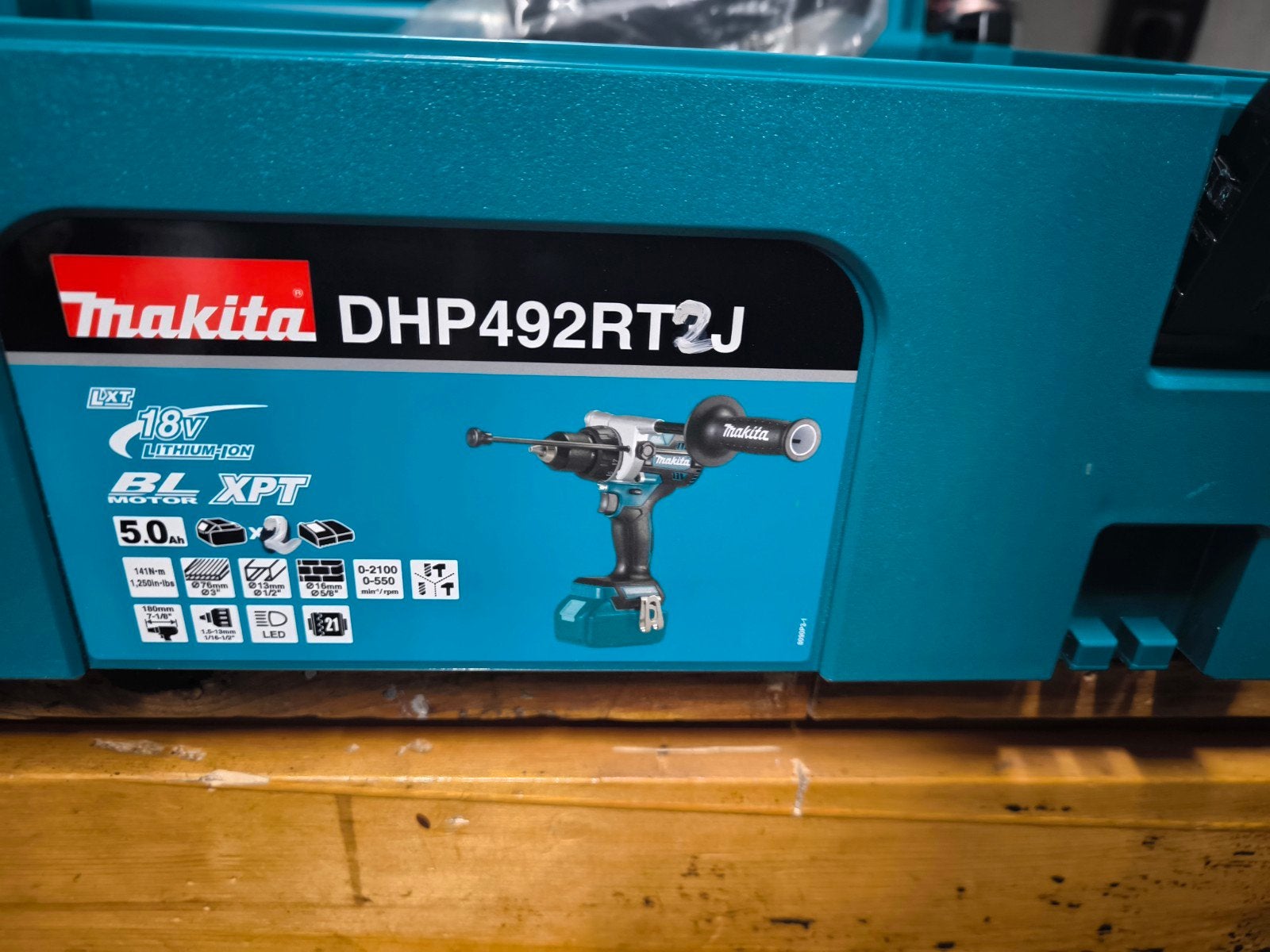 Nieuwe Makita DHP492RT2J Klopboormachine 18V 5.0Ah, Ophalen of Verzenden, Nieuw, Boor- en Schroefmachine, Variabele snelheid