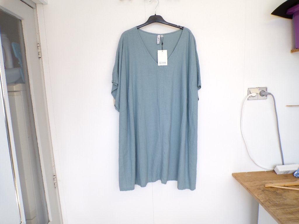 Blauw v-hals linnenmix tuniek korte mouw Ciso 54 nieuw!, Kleding | Dames, Blauw, Blouse of Tuniek, Nieuw, Ciso