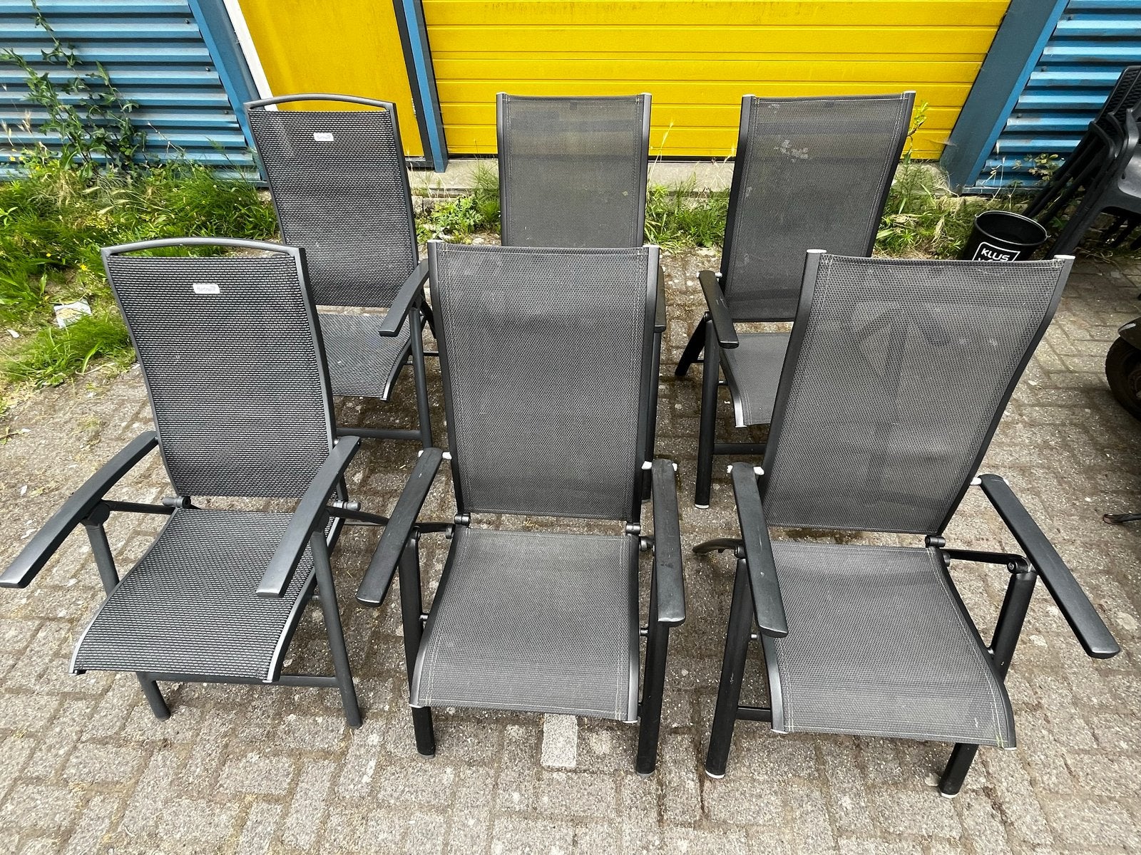 Set van 6 Hartman en Kettler tuinstoelen - opklapbaar, Tuin en Terras, Tuinsets en Loungesets, Zo goed als nieuw, Tuinset, Textileen