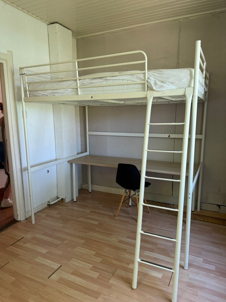Hoogslaper 2 persoons bed, Huis en Inrichting, Slaapkamer | Bedden, Ophalen, Gebruikt, Wit, Hoogslaper