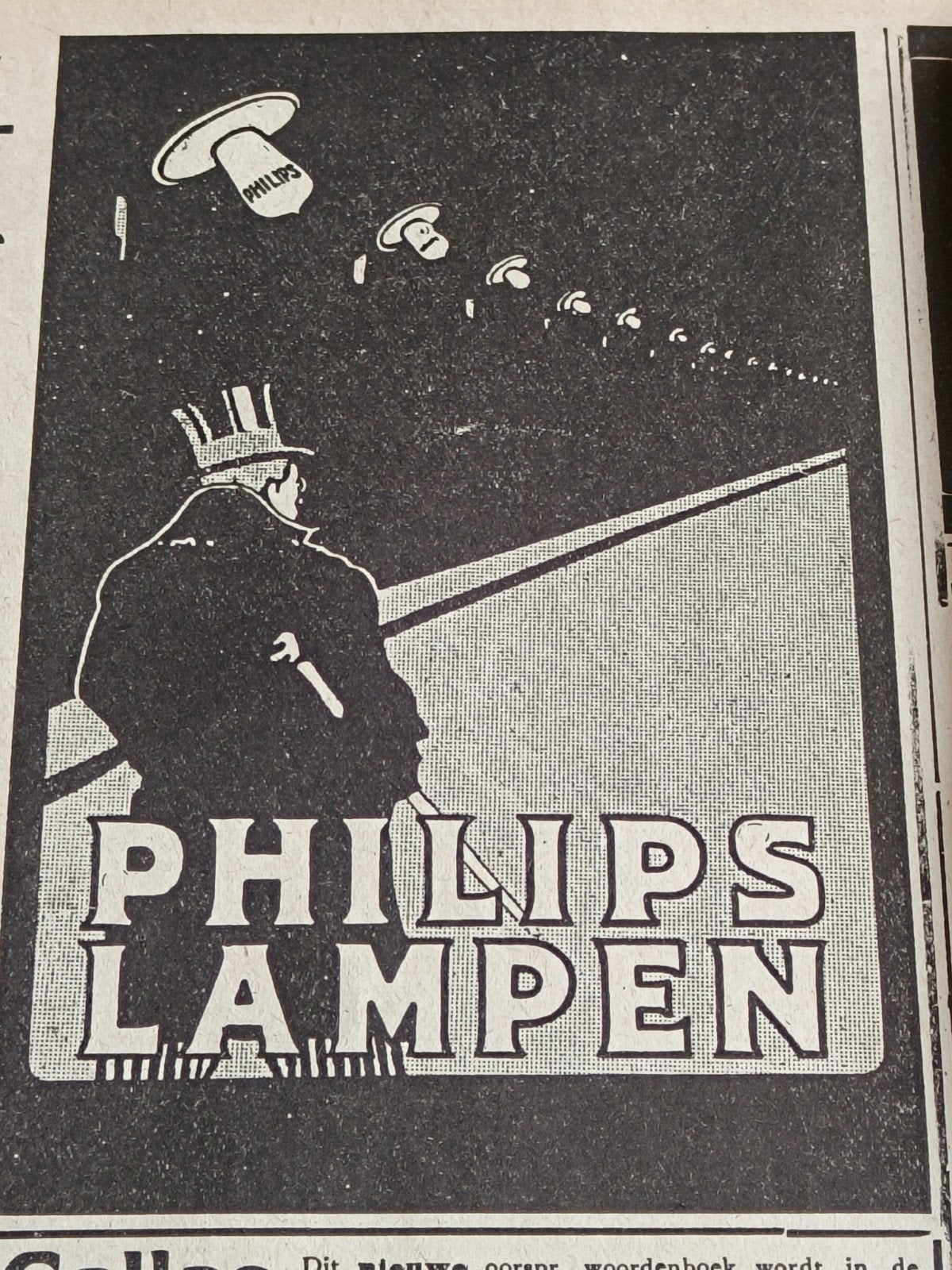 1916, PHILIPS LAMPEN, LOSSE RECLAMEADVERTENTIE, Ophalen of Verzenden, Gebruikt, Overige typen