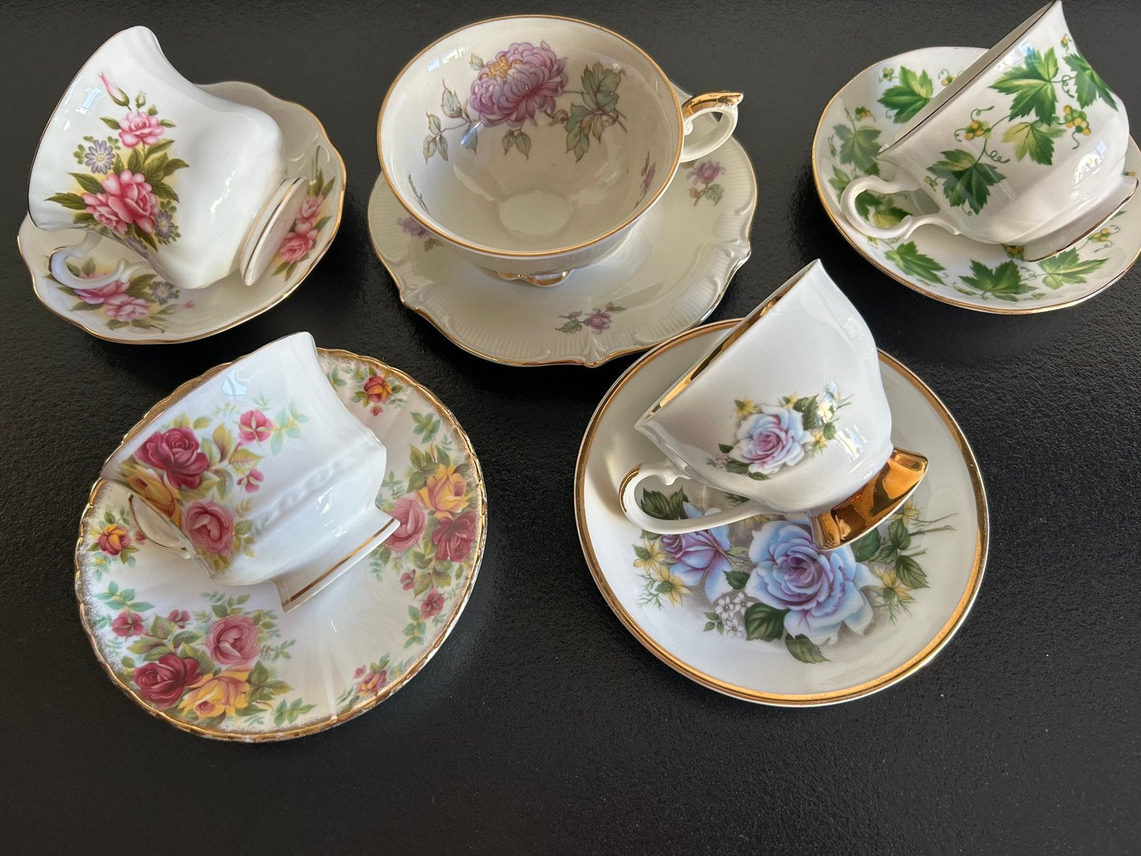 5 klassieke vintage kop en schotels, Antiek en Kunst, Ophalen of Verzenden