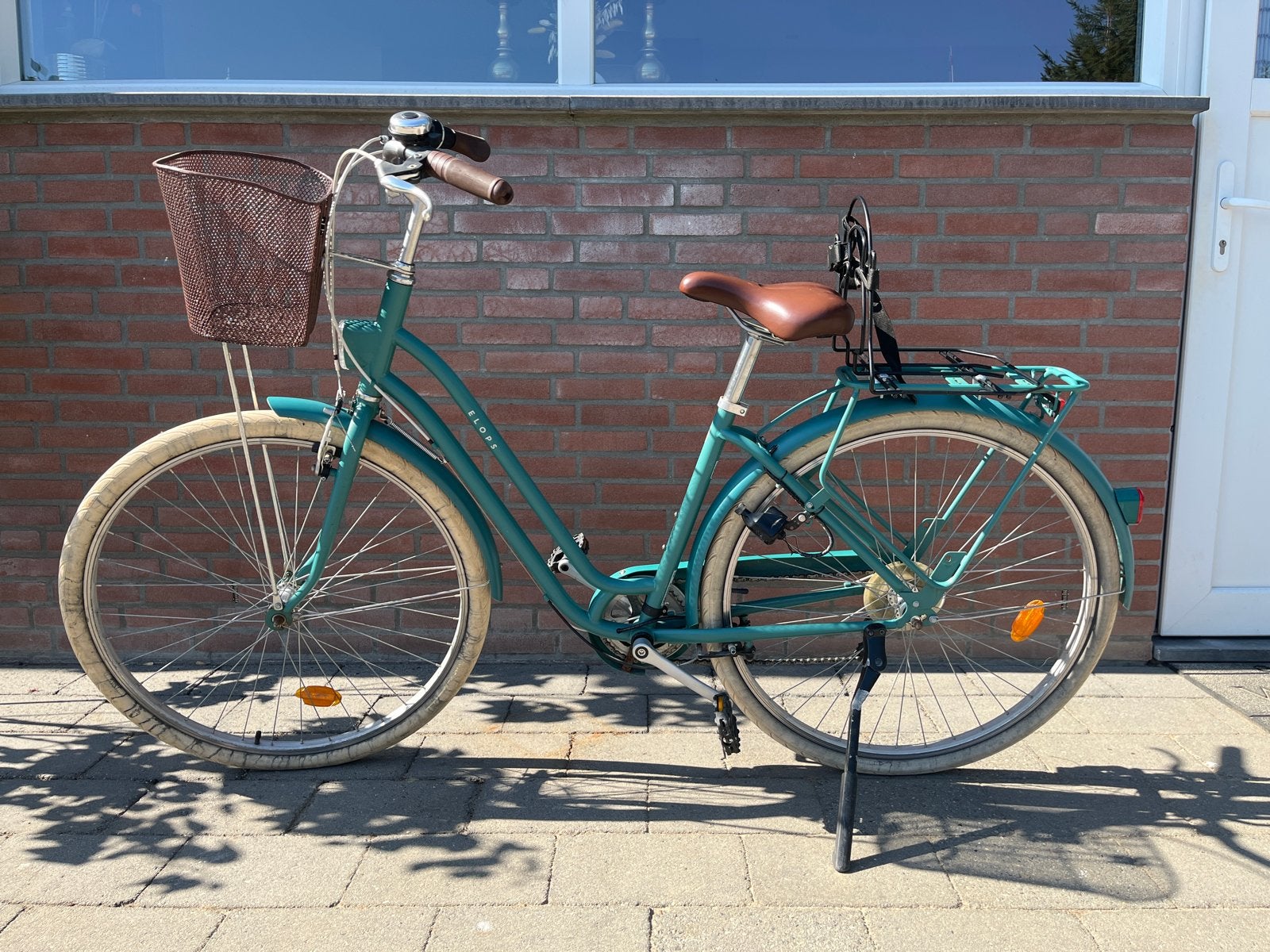Elops damesfiets Decathlon met mand en bagagedrager, Gebruikt, Velgrem, Versnellingen, 50 tot 53 cm