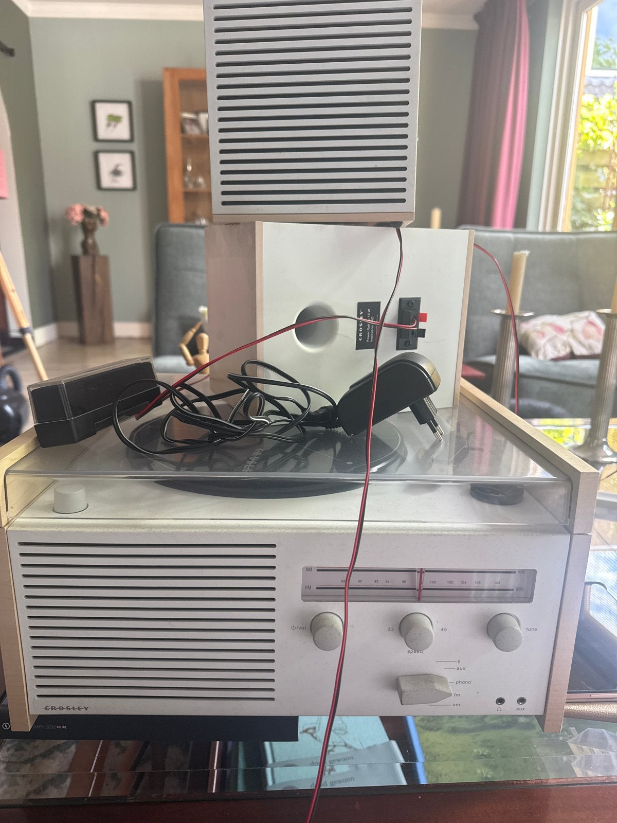 Crosley Platenspeler met Radio en Externe Speakers, Ophalen of Verzenden, Gebruikt, Platenspeler, Overige merken