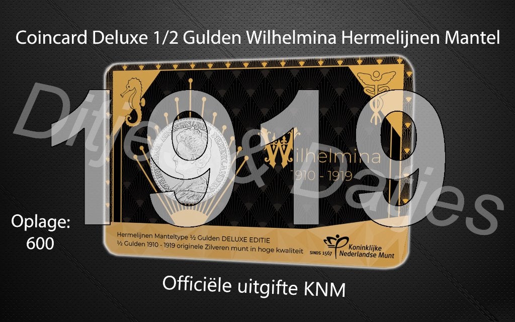 Coincard Deluxe - Wilhelmina Manteltype halve gulden 1919, Postzegels en Munten, Ophalen of Verzenden, Koningin Wilhelmina, ½ gulden