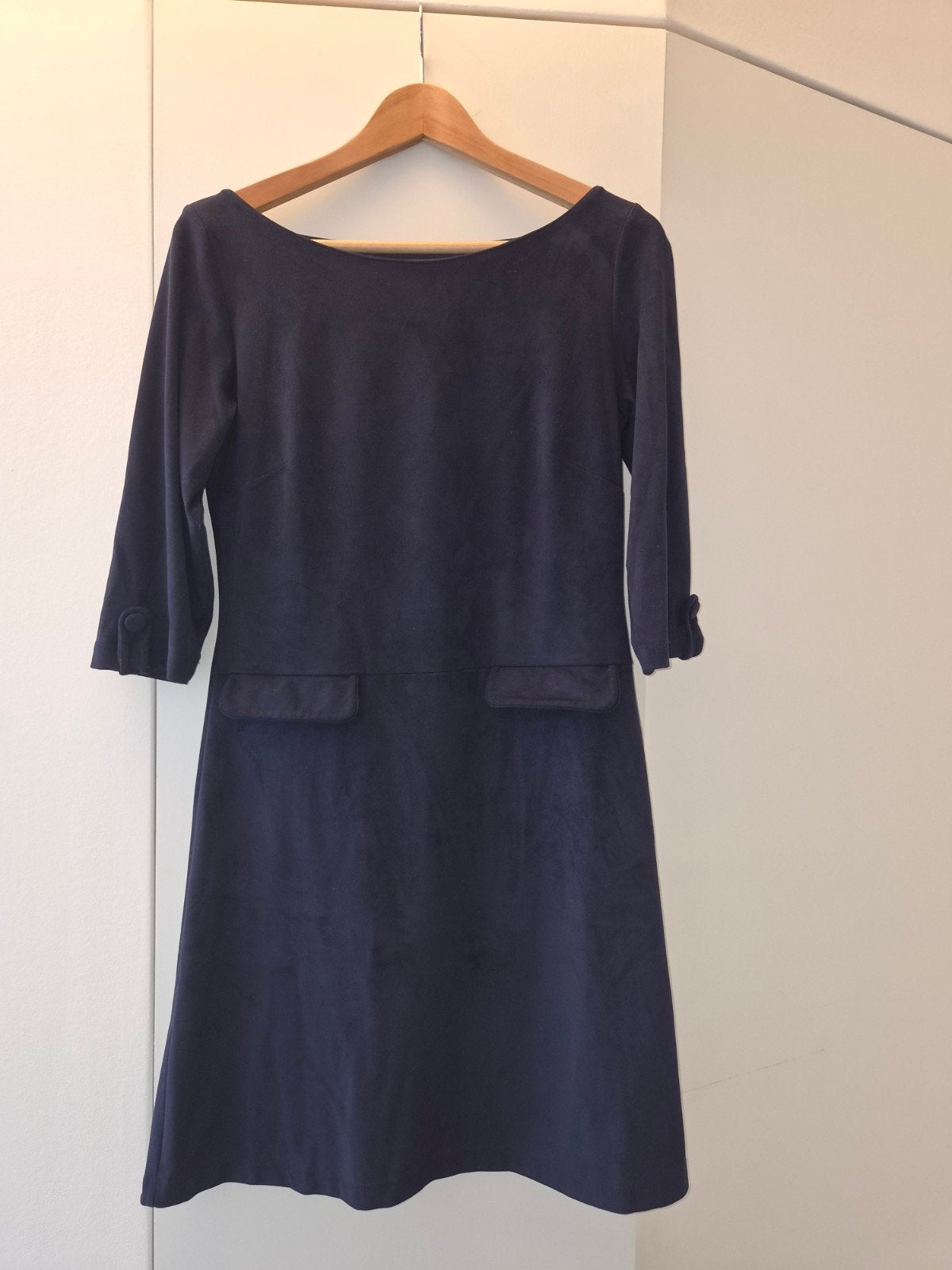 Nette blauwe suède look jurk van Le Pep - Maat L, Kleding | Dames, Maat 38/40 (M), Le Pep, Blauw, Ophalen of Verzenden